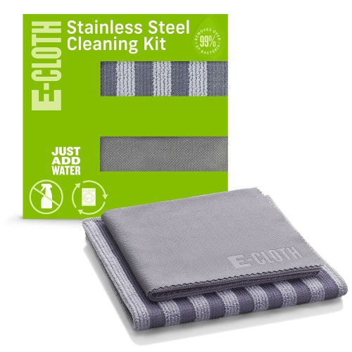 E Cloth Stainless Steel Cleaning Cloths 2 Pack - Removes Grease & Grime