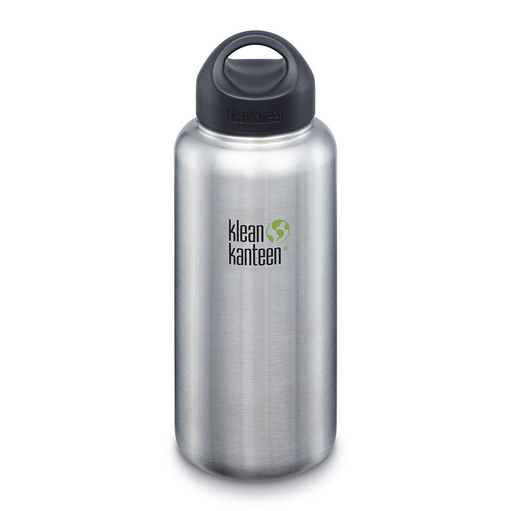 Klean Kanteen Wide Stainless Steel Water Bottle 1182ml Brushed Steel