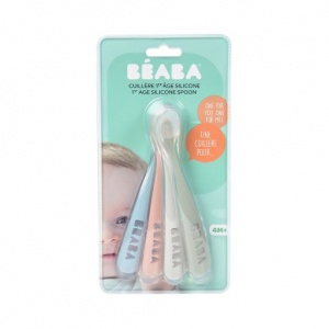 Beaba First Stage Ergonomic Spoons with Ultra Soft Silicone Tips 4 Pack