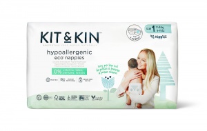 Kit & Kin High Performance Eco Friendly Nappies Size 1 Monthly Box 2-5kg/4-11lbs