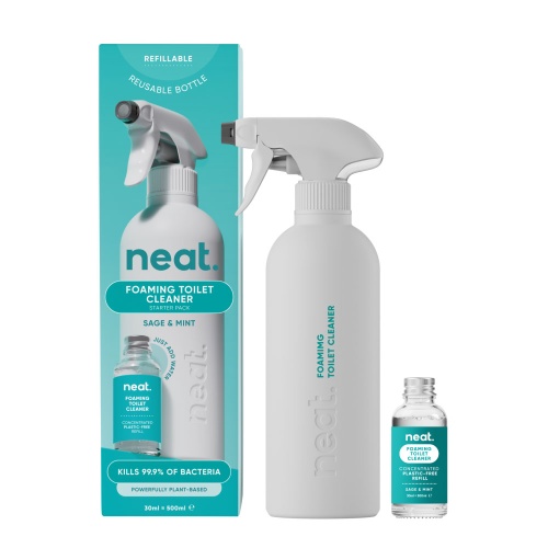 Neat Foaming Toilet Cleaner Starter Pack - Reusable Spray Bottle & Refill
