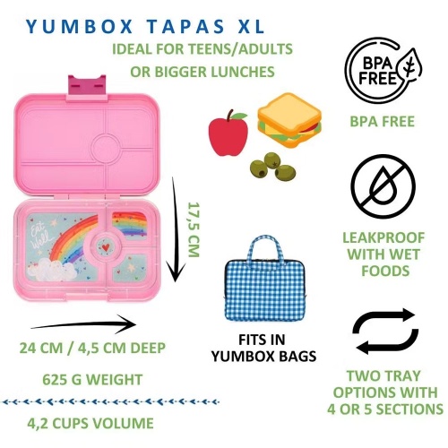 Yumbox Tapas Leak Free Lunchbox 4 Compartments Capri Pink