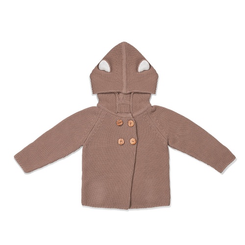 Kit & Kin Supersoft Organic Cotton Baby Cardigan With Bear Ears