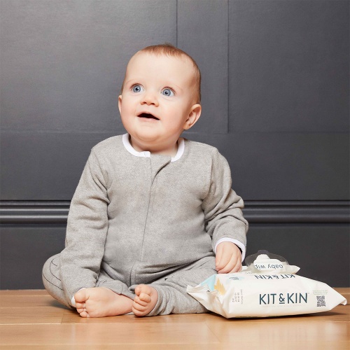Kit & Kin Supersoft Durable Organic Cotton Babygrow - Extra Gentle on Skin - Grey