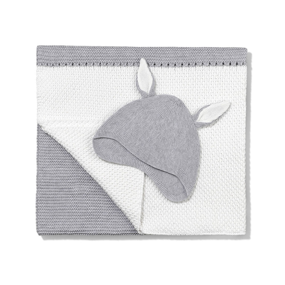 Kit & Kin Supersoft Organic Cotton Chunky Knitted Baby Blanket & Hat Gift Set