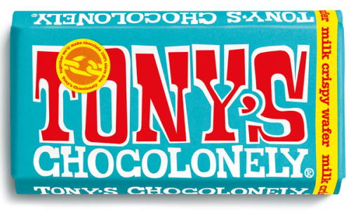 Tonys Chocolonely Fairtrade Chocolate Bar - Milk Crispy Wafer