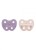 Hevea Natural Baby Soothers 2 Pack - Orthodontic Teat - Powder Pink & Lavender