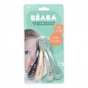 Beaba Second Stage Ergonomic Spoon - Designed To Make Mealtimes Easier - 4 Pack