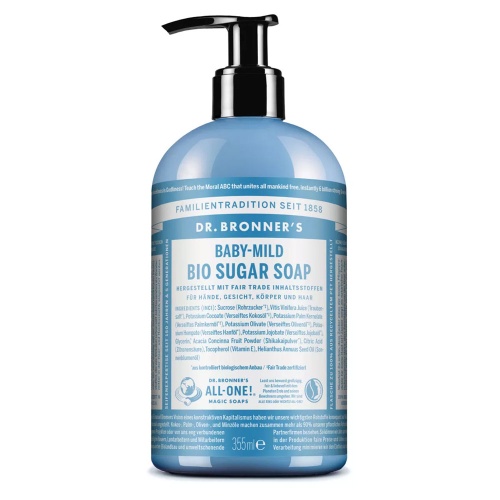 Dr Bronners 4 in 1 Sugar Soap for Hands Face Body & Hair - Baby Mild Unscented