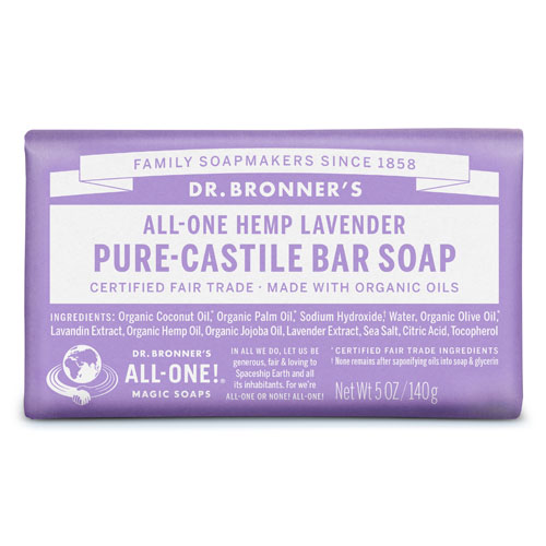 Dr Bronners Pure Castile Soap Bar - Calm and Soothe - Lavender