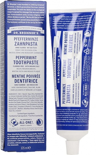 Dr Bronners Toothpaste No Artifical Colours, Flavours, Preservatives or Sweeteners - Peppermint