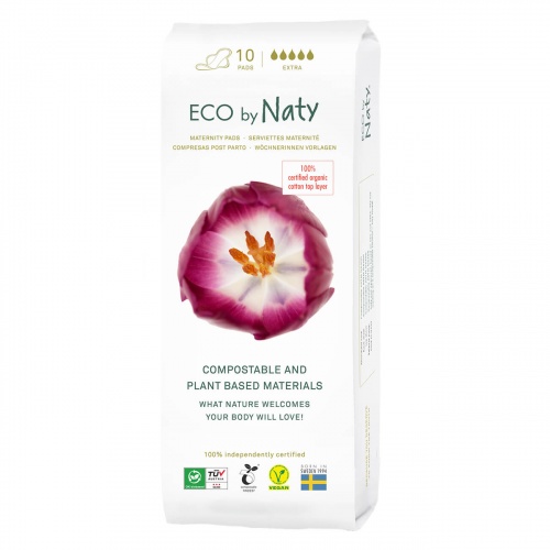 Eco by Naty Organic Cotton Maternity Pads - Soft and Super Absorbent - 10s