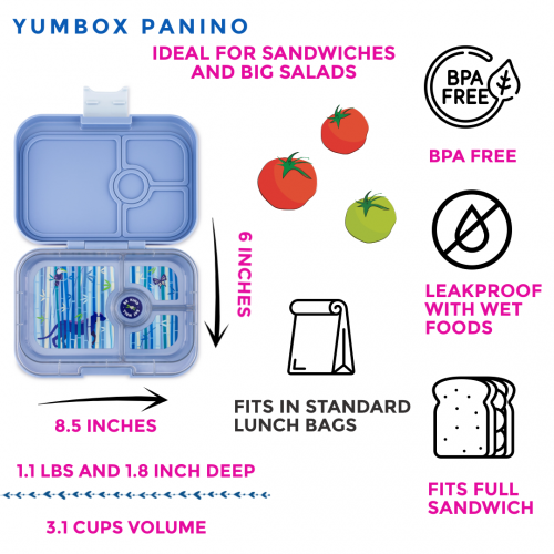 Yumbox 4 Compartment Panino Lunchbox Hazy Blue