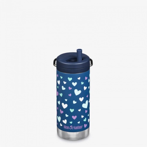 Klean Kanteen Insulated TK Wide with Twist Cap and Straw - 12oz/353ml Navy Hearts
