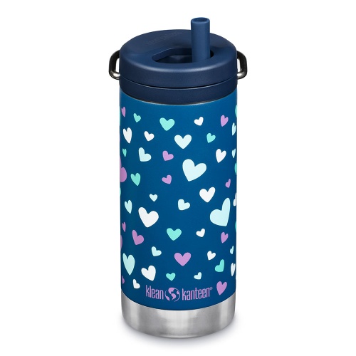 Klean Kanteen Insulated TK Wide with Twist Cap and Straw - 12oz/353ml Navy Hearts