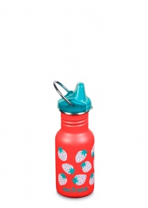 Klean Kanteen Kids Stainless Steel Sippy Water Bottle 355ml Coral Strawberries
