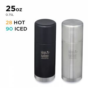Klean Kanteen Thermal Flask with Cup - 28 Hours Hot - 750ml/25oz Shale Black