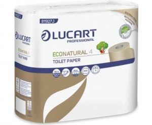 Lucart EcoNatural 3-Ply Toilet Rolls in Paper Packaging from 100% Recycled Paper Fibres - 12 Packs