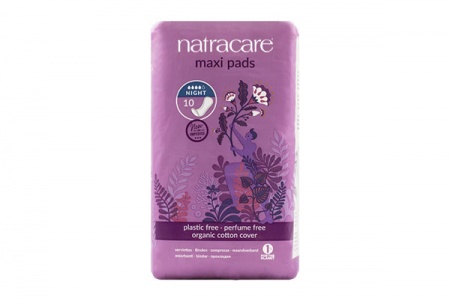 Natracare Organic Cotton Maxi Sanitary Pads - Plastic and Perfume Free Night Time