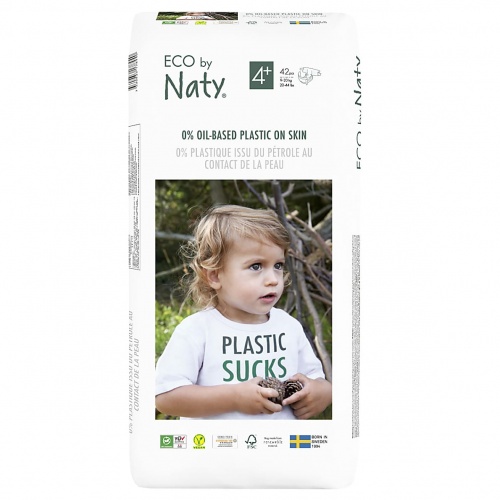 Eco by Naty Economy Size 4+ (9-20 kg, 20-44 lbs) - 42 nappies