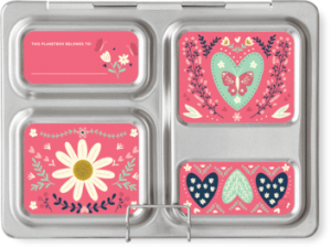 Planetbox Stainless Steel Launch Lunchbox - Hearty Lunch Size with Floral Magnets