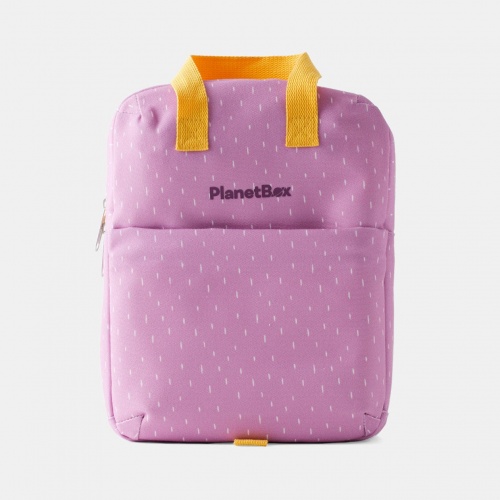 Planetbox Lunch Tote / Backpack with Pockets - Easy Wipe Recycled Polyester - Pansy Dashes
