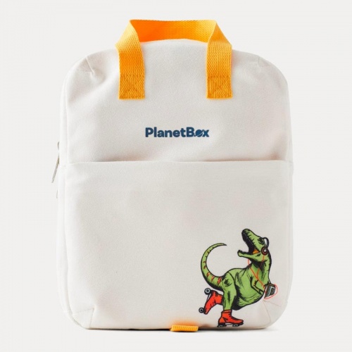 Planetbox Lunch Tote / Backpack with Pockets - Easy Wipe Recycled Polyester - Rockin Dino