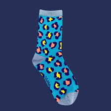 Polly and Andy Kids Soft Bamboo Socks with Seamless Toes - Leopard Teal