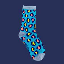 Polly and Andy Adults Soft Bamboo Socks with Seamless Toes - Leopard Teal