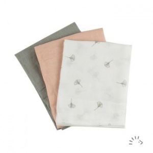 Popolini Organic Cotton Muslin Cloths 3 pack Soft Ginko