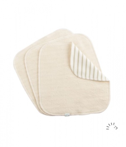 Popolini Reusable Cleaning Wipes Double Sided Organic Cotton 3 pack Stripey