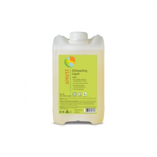 Sonett Washing Up Liquid Lemon - Fresh Fragrance of Organic Lemongrass Oil 5 Litre Refill