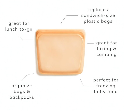 Stasher Reusable Zip Loc Sandwich Bag 2 Pack - Aqua & Clear