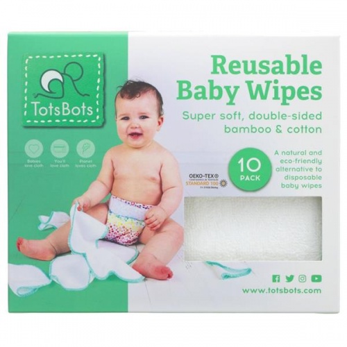 Tots Bots Reusable Double Sided Baby Wipes 10 Pack