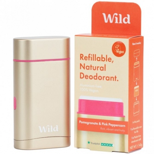 Wild Refillable Natural Aluminium Free Deodorant  - Gold Case Pomegranate