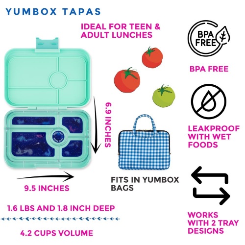 Yumbox Tapas Leak Free Lunchbox 5 Compartments Bali Aqua (Galaxy Tray)