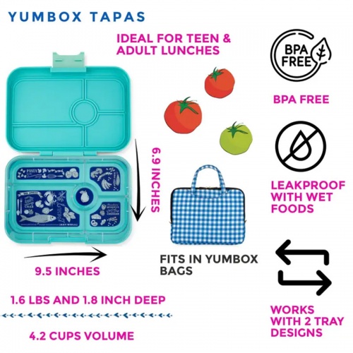 Yumbox Tapas Leak Free Lunchbox 5 Compartments Greenwich Green (Jungle Tray)
