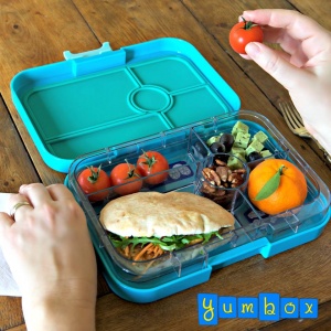 Yumbox Tapas Leak Free Lunchbox 4 Compartments Portofino Blue (Bike Race Tray)