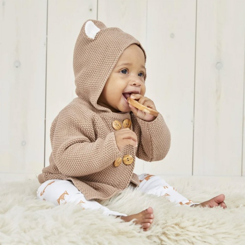 Kit & Kin Supersoft Organic Cotton Baby Cardigan With Bear Ears