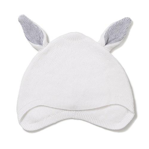 Kit & Kin Supersoft Organic Cotton Baby Hat With Bunny Ears White