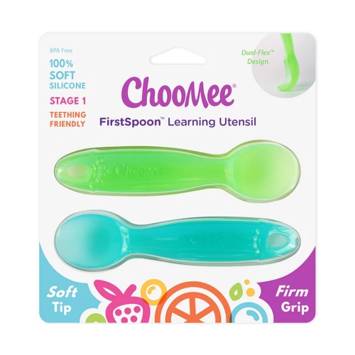 Choo Me First Spoon Learning Utensil - Wide Grip -  Teeth Friendly - 2 Pack