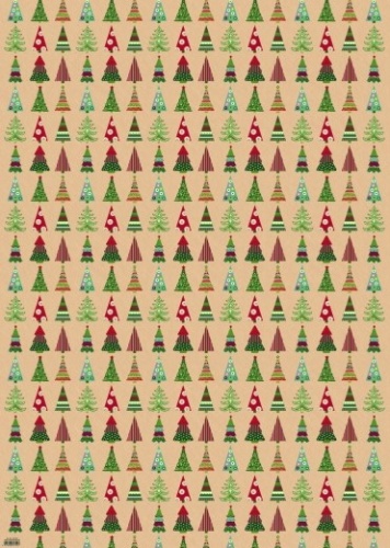 Eco Christmas Wrapping Paper Bundle 10 Sheets - 100% Recycled Paper Christmas Trees