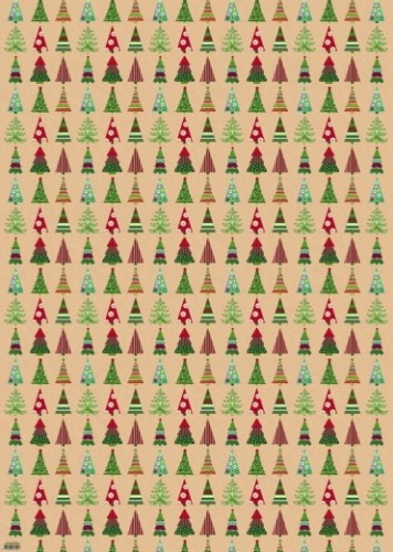 Eco Christmas Wrapping Paper Bundle 10 Sheets - 100% Recycled Paper Christmas Trees