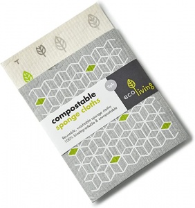 ecoLiving Sponge Cloths - Reusable, Washable and Compostable 2 Pack