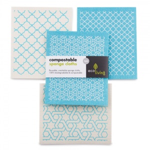 ecoLiving Sponge Cloths - Reusable, Washable and Compostable 4 Pack