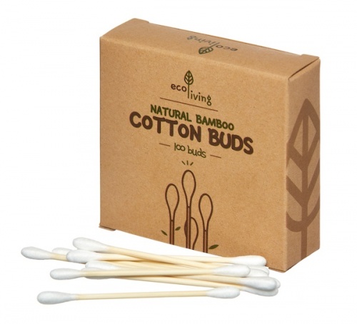 ecoLiving Compostable Cotton Buds with Bamboo Stick - Zero Plastic