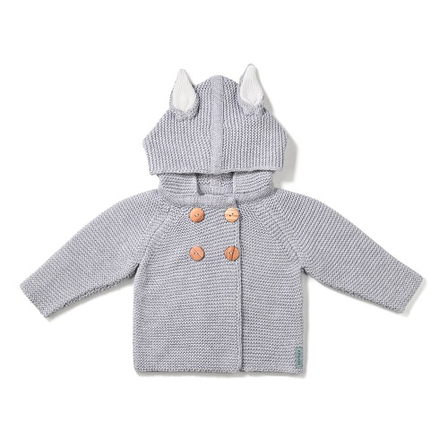 Kit & Kin Supersoft Organic Cotton Baby Cardigan With Bunny Ears