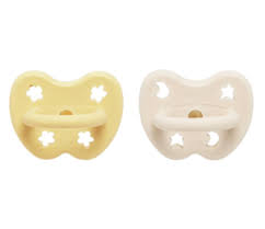 Hevea Natural Baby Soothers 2 Pack - Orthodontic Teat - Pale Butter and Milky White