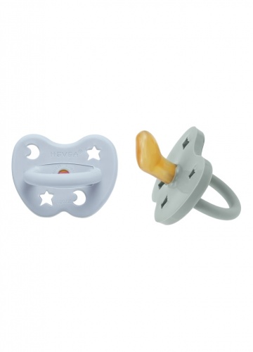 Hevea Natural Baby Soothers 2 Pack - Orthodontic Teat - Grey & Sage