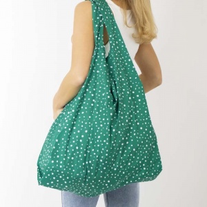 Kind Bag Reusable Bag from Recycled Plastic Bottles XL Polka Dots Green
